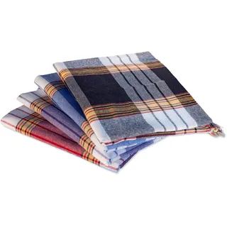 Carenesse Hamamtuch Classic 4er Set 80 x 170 cm I Hamam Handtücher aus Baumwolle I 4X saugfähiges schnelltrocknendes Pestemal rot/blau/schwarz/lila kariert I Hamam Strandtuch/Saunahandtuch
