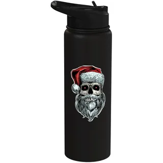 Gruseliger Weihnachtsmann Totenkopf Weihnachtsmann Totenkopf mit Bart Stainless Steel Insulated Water Bottle