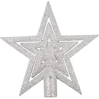 DANCEPANDAS Weihnachtsbaum-Spitze Baumspitze Stern Weihnachtsbaum Kunststoff Deko (Silber)