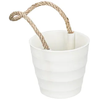 Ideen mit Herz Deko-Gefäß mit Henkel | Übertopf | Kunststoff | Rohling zum Weiterverzieren | weiß | 8,5 cm hoch, Ø 9,4cm, Rohling zum Weiterverzieren, weiß