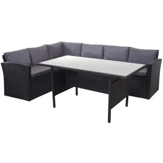 MCW Poly-Rattan-Garnitur 7-tlg. Schwarz/Silber
