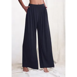Schlupfhose LASCANA "Extra Weit", Damen, Gr. 40/42, N-Gr, blau (schwarz), Single Jersey, Obermaterial: 93% Polyester, 7% Elasthan, unifarben, weit lang, Hosen Schlupfhose, mit extraweit geschnittenen Beinen, Topseller