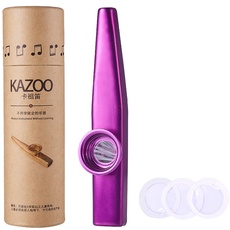 WANDIC Aluminiumlegierung Kazoo Und 3 Kazoo Membran Metall Kazoo mit Vintage Geschenkbox, violett