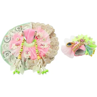 Laddu Gopal Dress with Mukut Bal Krishna ji Kanha ji God Vastra -Pink (6")