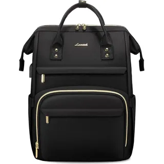 LOVEVOOK Rucksack Damen 18 Zoll Schwarz USB-Ladeanschluss Waterproof - Schwarz