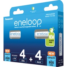 Bild von eneloop (Gen 5) Kombipack 4x Mignon AA NiMH 2000mAh/4x Micro AAA NiMH 800mAh, 8er-Pack (BK-KJMCDE44E)