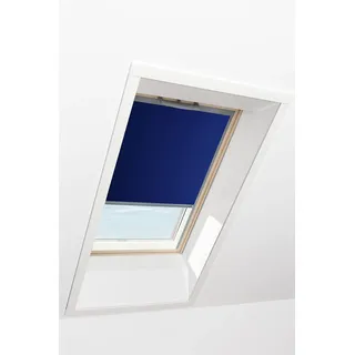 Roto Original Roto Rollo Exclusiv ZRE für Roto Dachfenster - Führungsschiene Silber - Manuelle Bedienung - Tageslichtrollo für Baureihe Q - Größe 114/140 | 11/14 - Stofffarbe Blau