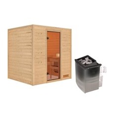 Karibu Sauna Adelina Set Naturbelassen mit Ofen 9 kW integr. Steuerung