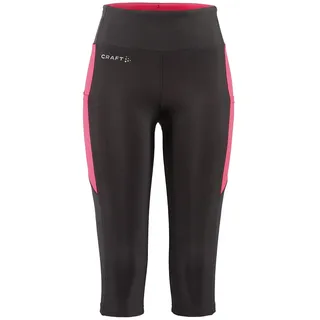 CraftADV Essence Capri Tights 2 | Capri Sportleggins Damen S | Slate-Fuchsia | Sport Hosen Damen mit extra breitem Bund mit Kordelzug | Recyceltes Polyester | Sporthose Damen mit Schlüsseltasche