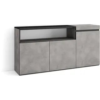 Skraut Home | Sideboard, Highboard | Kommode, Komodenschrank | 150x75x35cm | 3 Türen | Wohnzimmer, Küche | Moderner Stil | Zement