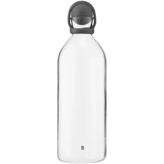 RIG-TIG Wasserkaraffe COOL-IT - Wasserkanne aus Glas, für Wasser, Kaltgetränke, Saft, Eistee - Wiederverwendbarer, klarer Krug mit Gummikugelverschluss - Spülmaschinenfest - 1,5 Liter, Dunkelgrau