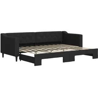 vidaXL Tagesbett Ausziehbar Schwarz 80x200 cm Stoff - Schwarz