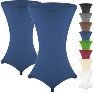 Gräfenstayn 2er-Set Stretch Stehtischhusse Diana mit Öko-Tex Siegel, Verstärkung im Fußbereich, in vielen Farben und Größen Ø60-65cm / Ø70-75cm / Ø80-85cm (Blau, Ø70-75cm)