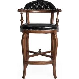 Barhocker Stuhl Hocker Design Tresen Lehnstuhl Bar Tresen Stühle Lounge Leder - Schwarz