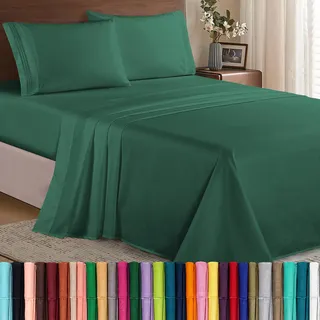 Elegant Comfort Luxuriöses, weiches, ägyptisches 4-teiliges Bettwäsche-Set, Fadenzahl 1500, Premium-Hotelqualität, knitterfrei, gemütlichstes Bettwäsche-Set, rundum elastisches Spannbetttuch, Tiefe