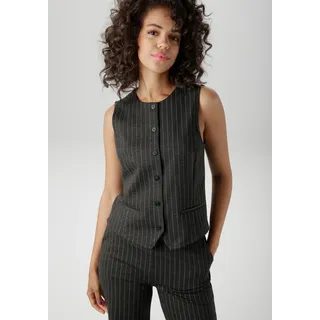 Aniston CASUAL Kurzweste im edlen nadelstreifen-Dessin, grau