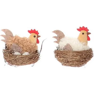 Hbx Natural Living Deko Huhn im Nest 7,5x5xh6cm