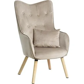 Fernsehsessel Relaxsessel Sessel mit Kissen Stoff Polsterstuhl Beige/Grau Samt - Beige, Grau