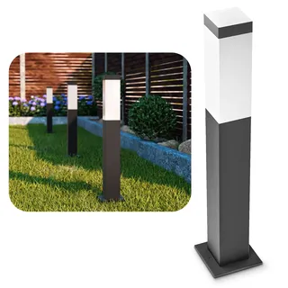 SSC-LUXon RADIVO Pollerleuchte anthrazit E14 IP44 Wegeleuchte 50cm Garten | Anthrazit Sockelleuchte mit E14 Fassung für Wege, Beet & Einfahrt - milchige Abdeckung, wetterfest IP44, ohne Leuchtmittel