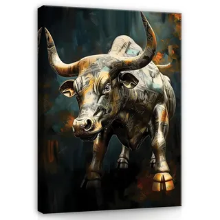 WallArena Bilder auf Leinwand Stier Motivation Tiere 120x80