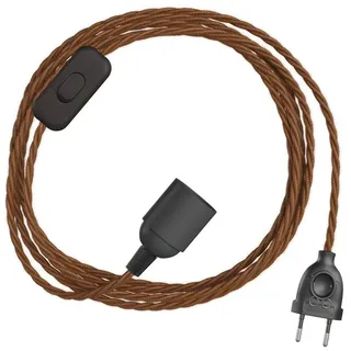 Creative Cables Snakebis Twisted E27 Kabelset Mit Lampenfassung. Textilummanteltes Kabel Und 2-poliger Stecker 3 M - Deer in Cotton - One Size