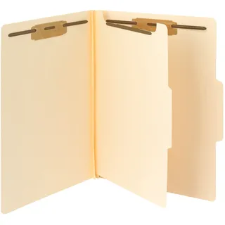 Smead Strapazierfähige Schnellhefter mit Trennwand, 2 Verschlüsse, verstärkte 1/3-Cut-Tab, 5,1 cm Erweiterung, Briefgröße, Manila, 10 Stück pro Box (14560)