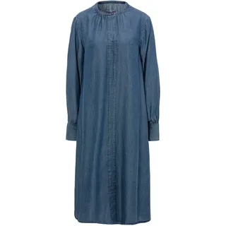 Jeanskleid LIEBLINGSSTÜCK "ErindaL", Damen, Gr. 36, N-Gr, blau (jeans), Web, Obermaterial: 100% Lyocell, clean, unifarben, Puffärmel, Kleider Jeanskleid, mit kleinem Knopf am Ausschnitt
