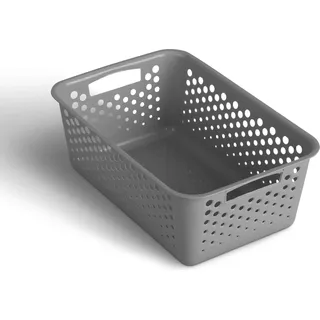 Aufbewahrungskorb 5L mit Griffen - BPA-Frei - Organizer ( 30 x 20 x 11 cm / Anthrazit ) - Körbchen für Bad Küche Schlafzimmer, Haushaltskorb - Grau