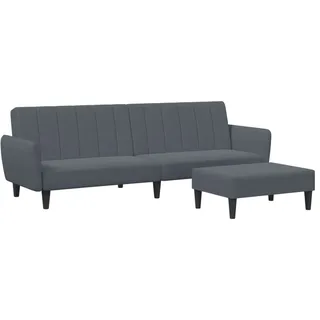 Schlafsofa 2-Sitzer mit Fußhocker Dunkelgrau Samt - Grau, Dunkelgrau