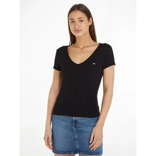 Tommy Hilfiger Slim Essential Rib Kurzarm-T-Shirt Black S