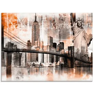 Artland Glasbild »New York Skyline Collage V« Amerika 1 Stk. tlg. in verschiedenen Größen, orange