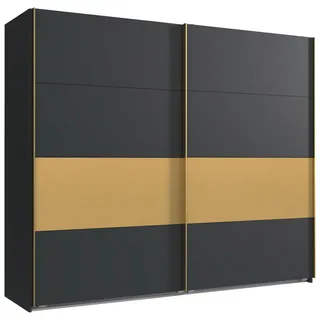 WIMEX Schwebetürenschrank Graphit, gold Holzwerkstoff, 2 Fächer, 225x208x65 cm, MADE in verschiedenen Größen erhältlich, Schlafzimmer, Kleiderschränke, Schwebetürenschränke