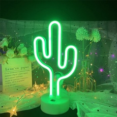 Kaktus Leuchtreklame LED Neonlicht Zeichen Grünes Neonlicht mit Halter Basis Neon Nachtlicht Batterie/USB betriebene Kaktuslampen Leuchten Leuchtreklame für Kinderzimmer Party Hochzeit Weihnachten