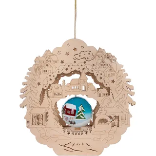 Myflair Möbel & Accessoires Dekoobjekt "Weihnachtsdeko mit LED Beleuchtung", mit drehbarer Weihnachtskugel, aus Holz, Höhe ca. 32 cm,
