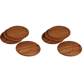 Kesper Vesperteller Set 4-teilig rund Ø 26 cm – Bambus Frühstücksteller mit Saftrille – nachhaltige Brotzeitteller aus FSC-zertifiziertem Holz – robust & messerschonend - 5944215 (Packung mit 2)
