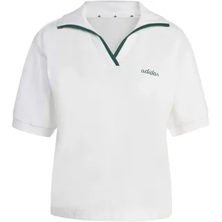 adidas Women's Seasonal Essentials Colorpop Polo with Embroidered Graphic, White/Collegiate Green, M