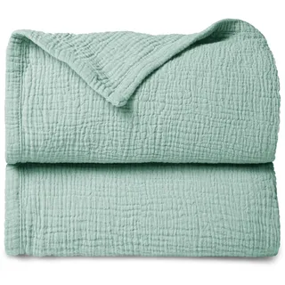 lulumoon Musselin Babydecke Baumwolle – Atmungsaktive Decke Neugeborene | Weiche Spielmatte & Schlafdecke für Kleinkinder, Mädchen & Jungen, Pucktuch für Babys 120x120cm (Salbei)