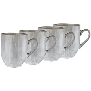 Butlers Tassen 4er-Set Henley 400 ml , Grau , Keramik , Geschirr, Tassen, Kaffeetassen