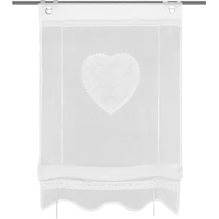 HOME WOHNIDEEN Corazon Bändchenrollo mit Ösen 60 x 130 cm Weiß 1 St.