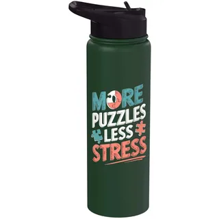 Mehr Rätsel Weniger Stress - Lustiges Puzzle Stainless Steel Insulated Water Bottle
