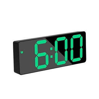 Wecker, LED-Display, digitaler Spiegel-Wecker, Batterie-Stecker, Doppelzweckuhr, Schlummerfunktion, Nachtmodus, Wecker, geeignet für Schlafzimmer, Büro, Grün