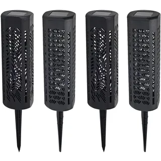 Well Home Pack 4 LED-Solarleuchten, 6 x 6 x 20 cm, aus schwarzem Polypropylen, mit AAA-Batterie, wiederaufladbar und Schalter