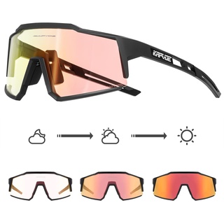 KAPVOE Photochromatische Selbsttönend Fahrradbrille TR90 Rahmen für Herren Damen Klar Sportsonnenbrille Sport Radfahren MTB Radbrille Sportbrille Fahren Baseball Laufen Rot Schwarz 01