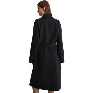 Wollmantel MARC O'POLO, Damen, Gr. 40, blau (deep night blau), Doubleface, Obermaterial: 50% Wolle, 50% Polyester, relaxed fit ca. Mitte Wade, Mäntel Wollmantel, aus der DFB Travel Collection aus Doubleface