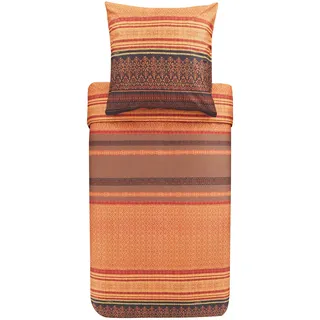 Bassetti Bettwäsche Garnitur Roccaraso R1 aus Baumwolle Mako-Satin in der Farbe Rot 2-Teilig mit Reißverschluss, Maße: 155cm x 220cm, 80cm x 80cm, 9323439