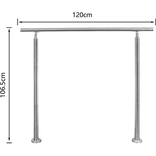 VINGO Handlauf Edelstahl, 120 cm gebuersteter Edelstahl, Treppengelaender mit ohne Querstreben fuer den Einsatz im Innen- und Aussenbereich - Silber