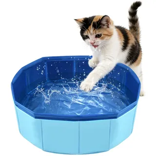 Katzenpool Faltbar Hundepool Klein, Mini Planschbecken für Katzen Pool 30×10cm, Mini Pool für Katzen Hunde Schwimmbecken, Katzenplanschbecken Faltbarer Haustierpool, Welpen Hundeplanschbecken