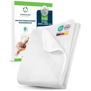 Sensalou Matratzenschoner wasserdicht 200x200 cm – Matratzenschutz Auflage für Doppelbett & Boxspringbett - Höhe bis 30 cm – Nässeschutz Bett-Laken Allergiker, waschbar