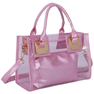 Rullar Damen 2 Stücke Kleine Klare Schultertasche Taschenset Umhängetasche PVC Transparent Shopper Handtasche Clutch Tasche Rose