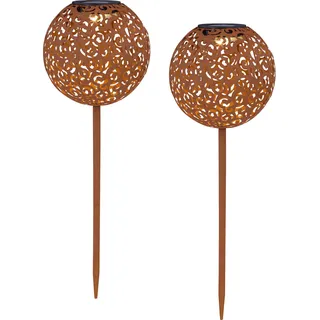 Solarleuchten Garten Kugel Rost 2er Set Solarlampe Außen Leuchte Solar